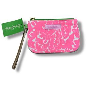 Lilly Pulitzer Pink Wristlet Mini Wallet Pouch Preppy Coastal Color Pop